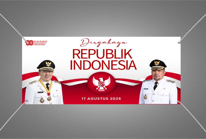 Baliho Kemerdekaan Latar Putih Bersih dengan Logo Garuda di Tengah - Image 1