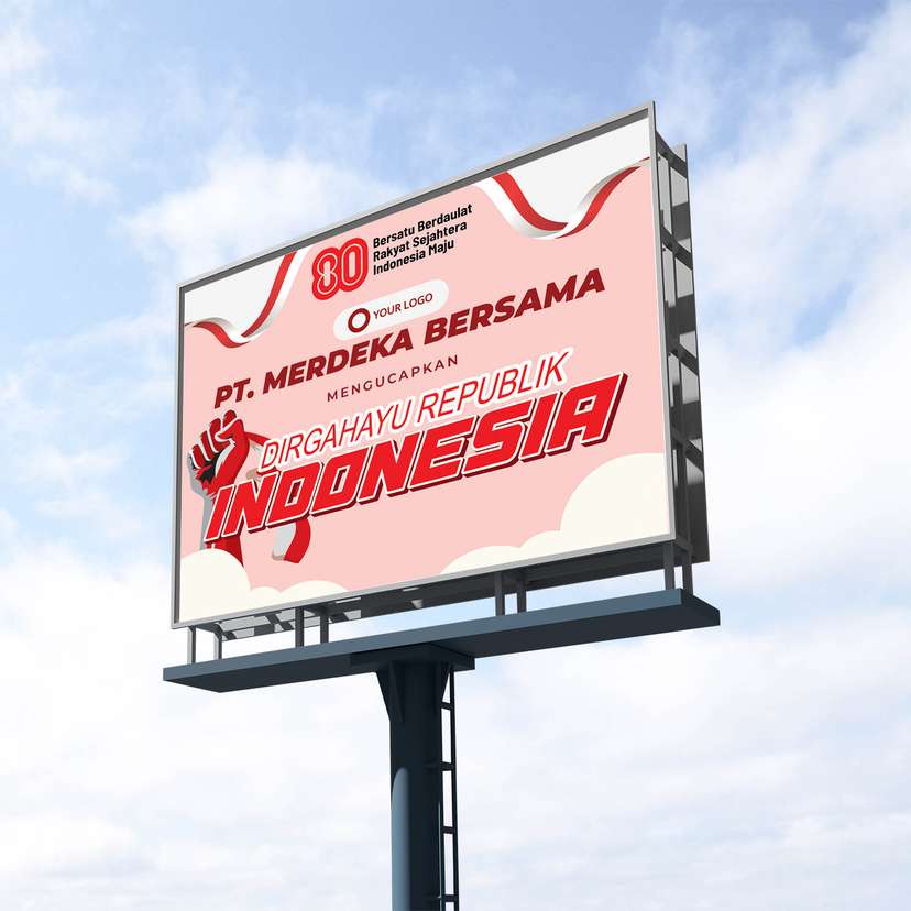 Baliho Ucapan Kemerdekaan Dirgahayu RI Soft Pink Merah - Image 1