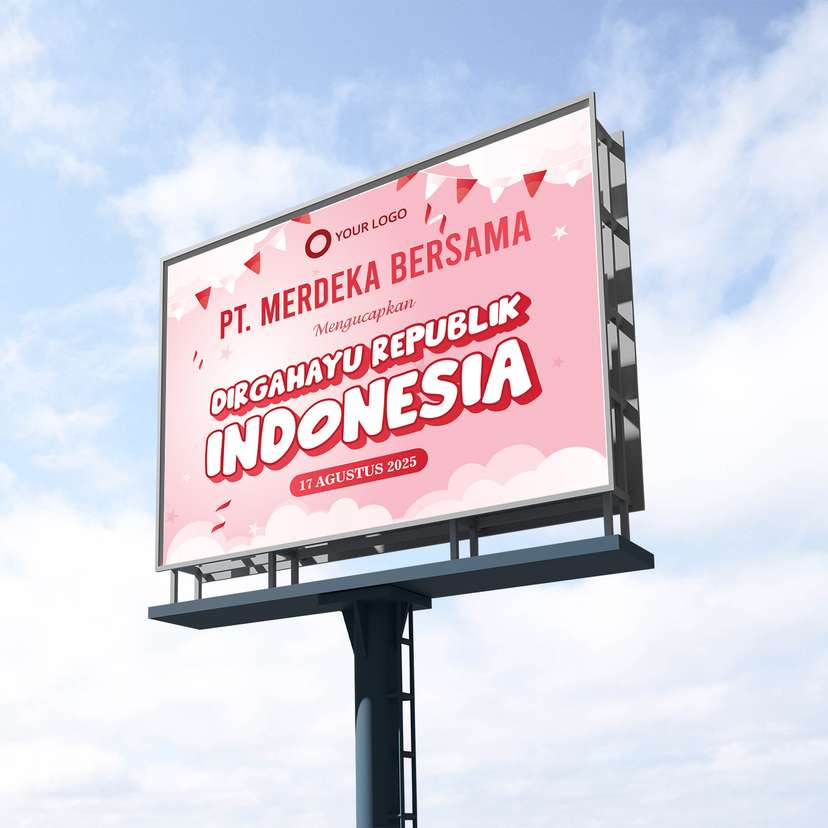 Baliho Ucapan Kemerdekaan Dirgahayu RI Dengan Konsep Soft Pink - Image 1