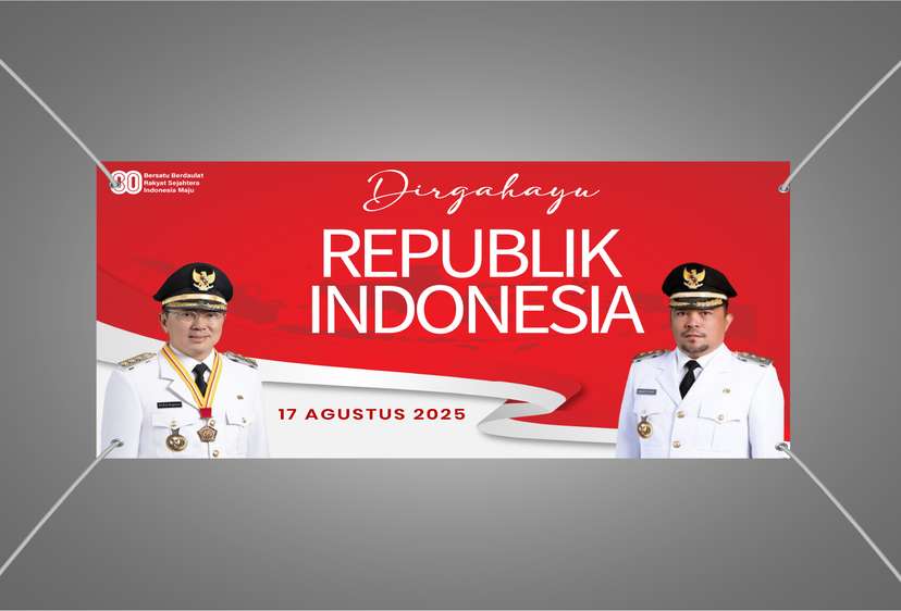Baliho Kemerdekaan Simbol Merah Putih Tegas dengan Potret Pemimpin Daerah - Image 1