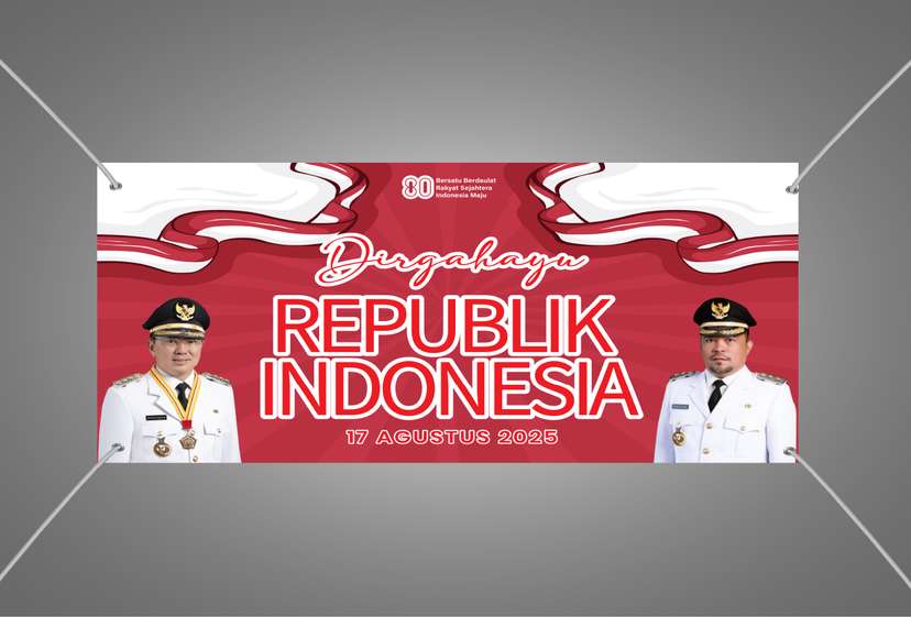 Baliho Ucapan Dirgahayu Republik Indonesia dengan Nuansa Merah Putih yang Elegan dan Berwibawa - Image 1