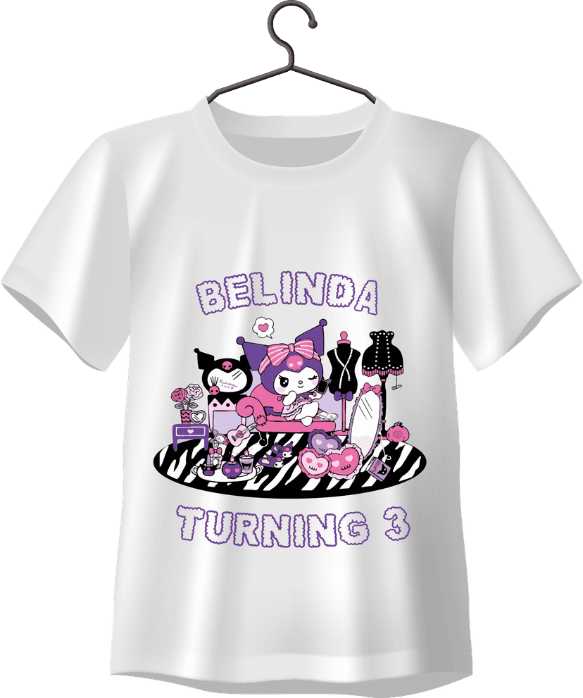 Kaos Custom Ulang Tahun Kuromi Cantik - Image 1