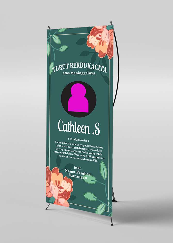 Banner Duka Cita Hijau dengan Bunga Oranye - Image 1