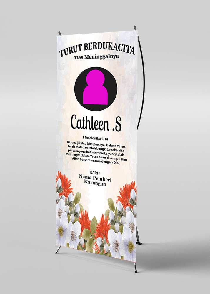 Banner Duka Cita Putih dengan Bunga Merah Putih - Image 1