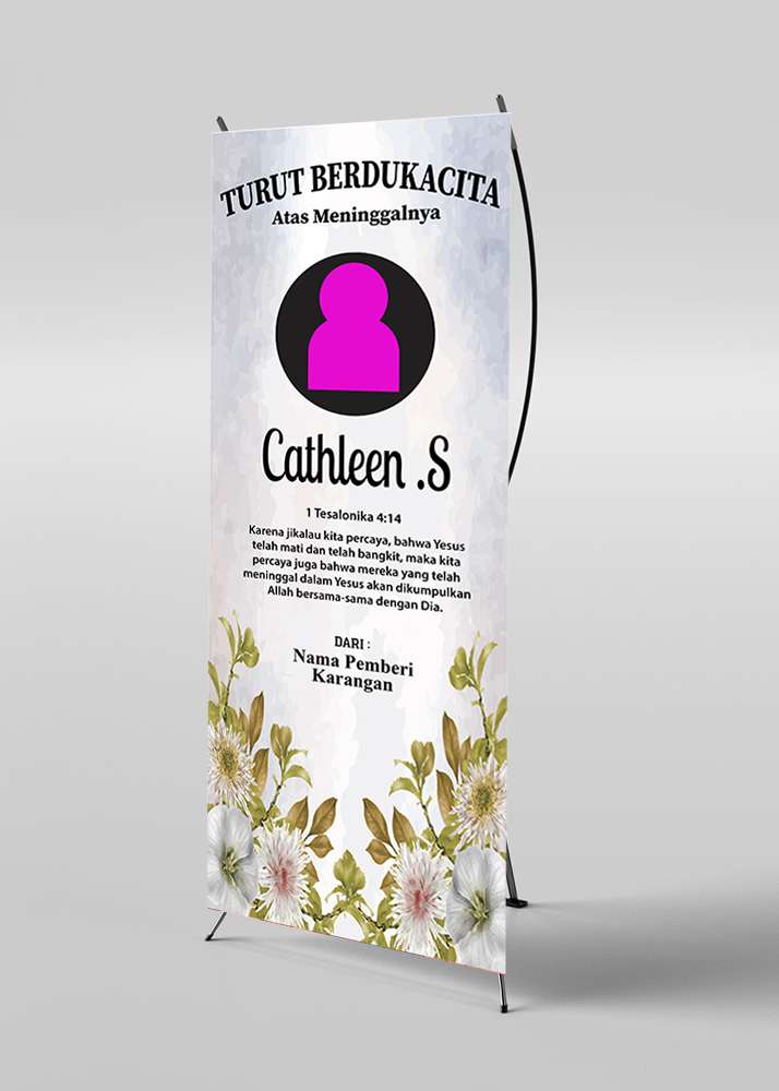 Banner Duka Cita Putih dengan Bunga Hijau Pastel - Image 1