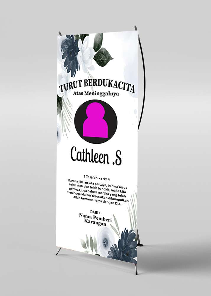 Banner Duka Cita dengan Nuansa Hitam Putih Bunga - Image 1