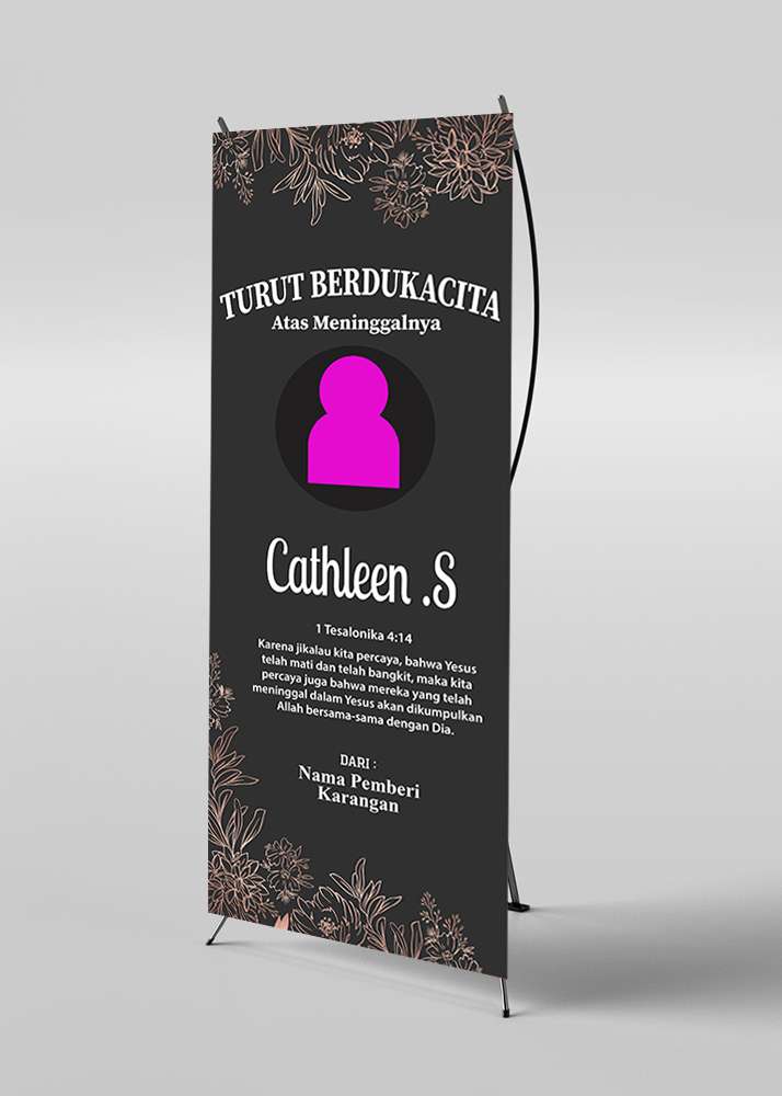 Banner Duka Cita Elegan dengan Latar Hitam dan Bunga Emas - Image 1