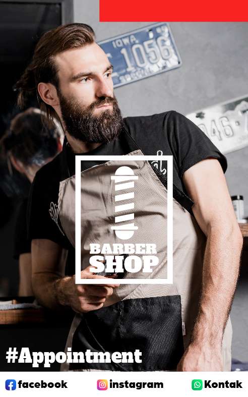 Mini Standing Banner Barber Shop Dengan Background Foto Full - Image 1