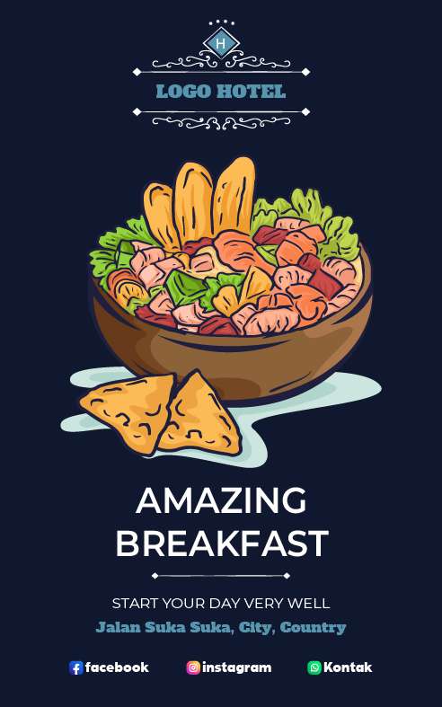 Mini Standing Banner Hotel untuk Promosi Makanan Breakfast - Image 1
