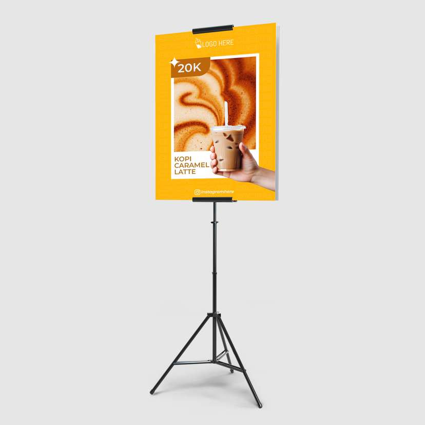 Foamboard Promo Minuman Kopi Karamel Warna Kuning Coklat - Image 1