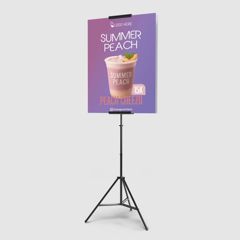 Foamboard Promo Minuman Summer Peach Warna Ungu Pink Soft - Image 1