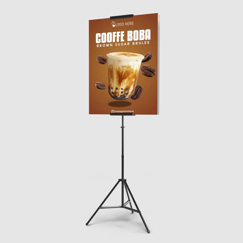 Foamboard Promo Minuman Kopi Boba Warna Coklat Tua - Image 1
