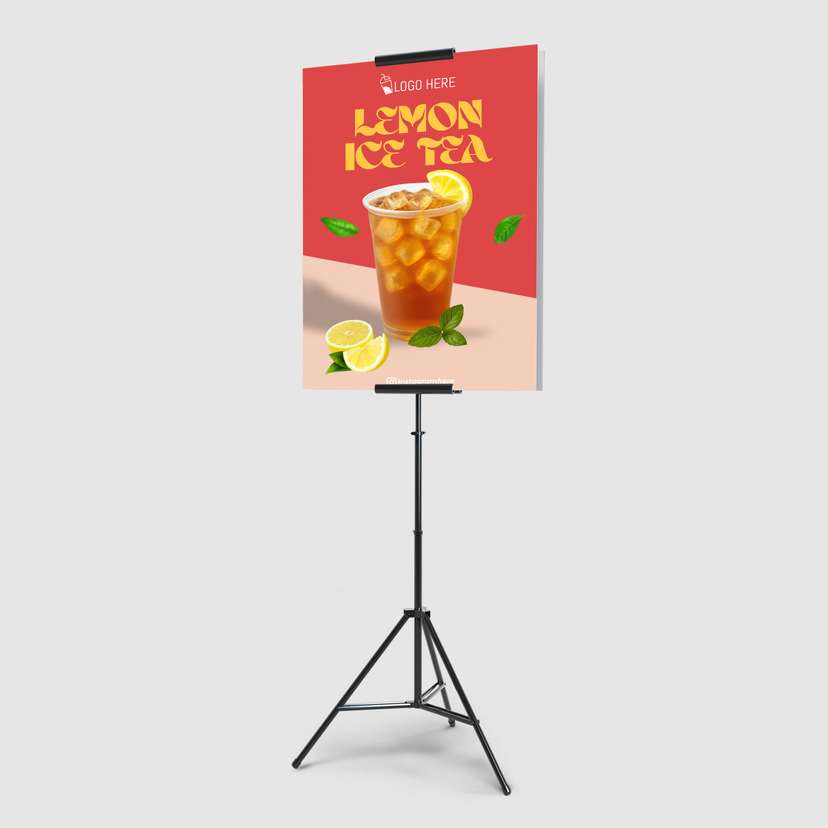 Foamboard Promo Minuman Ice Lemon Tea Warna Orange Merah - Image 1