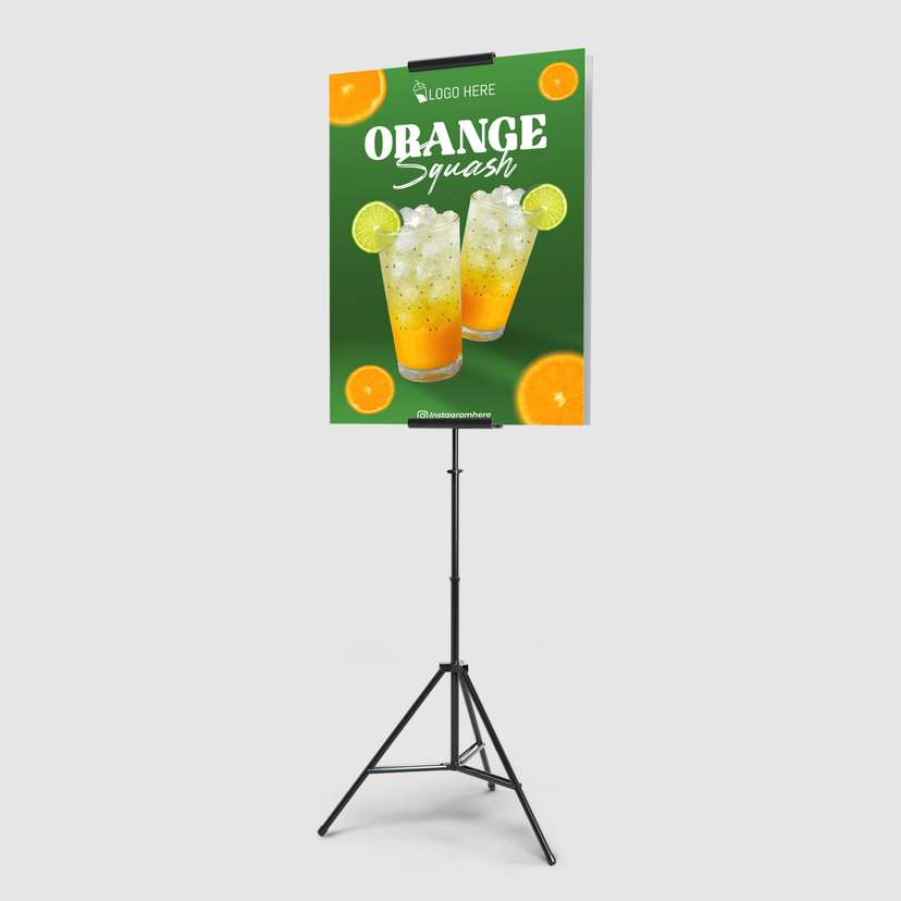 Foamboard Promo Minuman Orange Squash Warna Hijau Kuning - Image 1