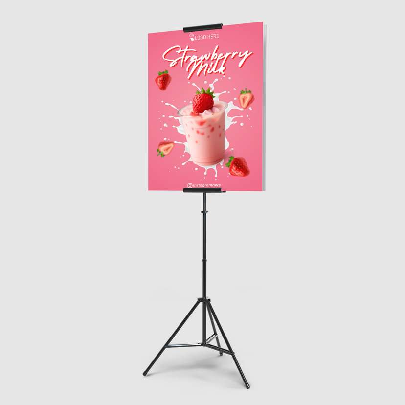 Foamboard Promo Minuman Strawberry Milk Warna Pink Susu - Image 1