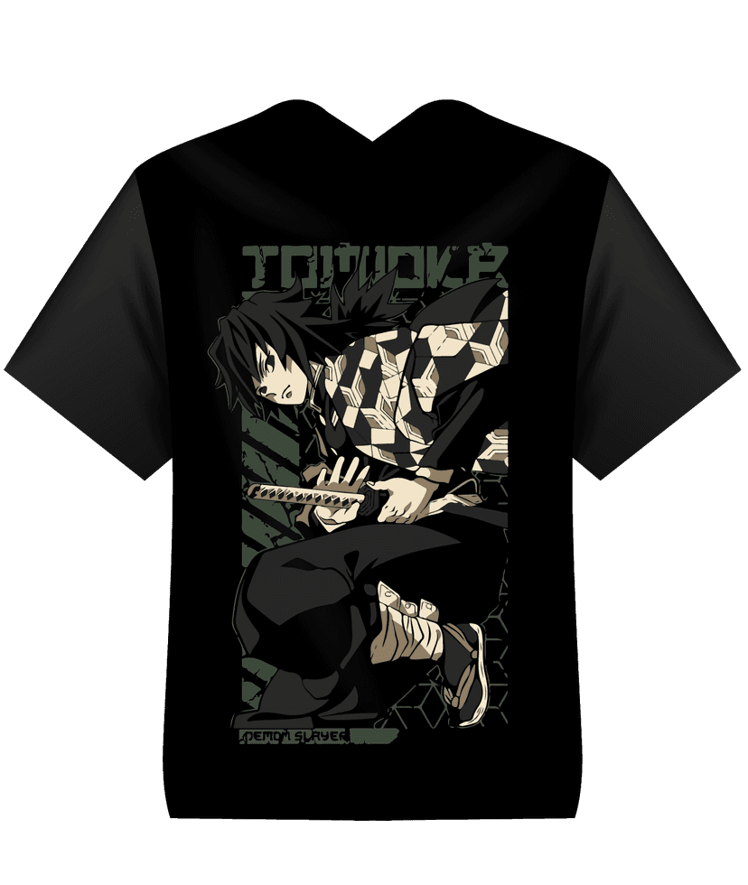 Kaos Anime Demon Slayer Giyu Tomioka Fullprint Hitam Keren - Image 1
