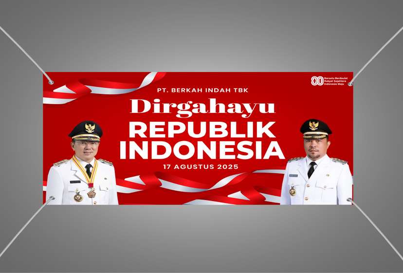 Baliho Kemerdekaan Dengan Bentangan Tali Bendera yang Menawan dan Klasik - Image 1