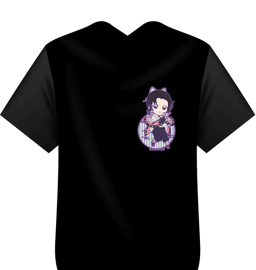 Kaos Anime Demon Slayer Shinobu Chibi Style Hitam Simple & Cute - Image 1