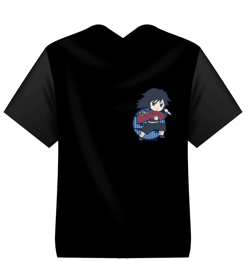 Kaos Anime Demon Slayer Giyu Tomioka Chibi Style Hitam Simple & Cool - Image 1
