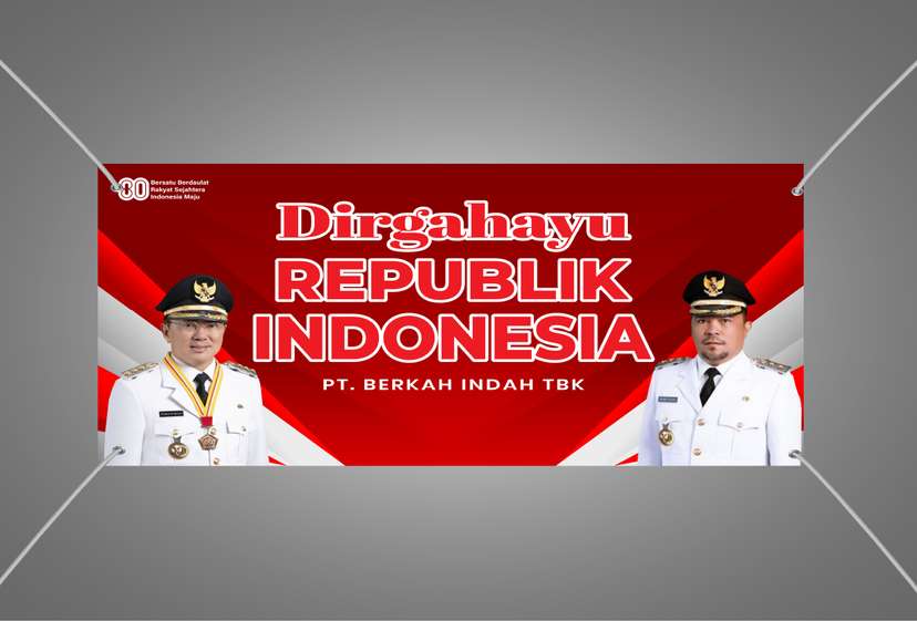 Baliho Dirgahayu RI dengan Dominasi Merah Putih Simbol Semangat - Image 1