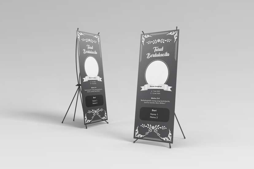 Banner Duka abuabu ornamen putih - Image 1