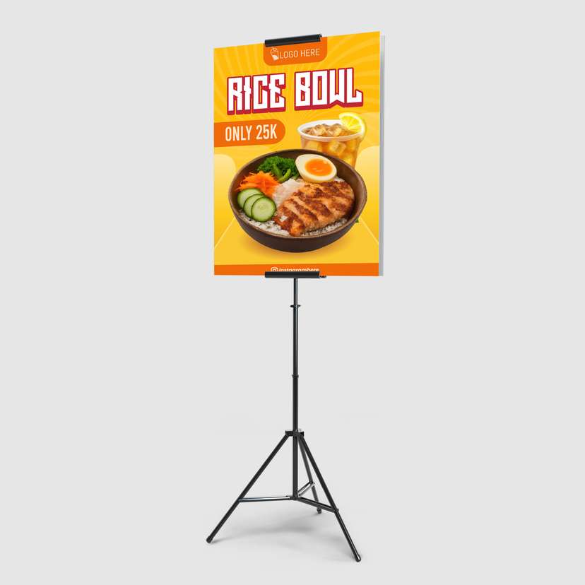 Foamboard Promo Makanan Rice Bowl Dengan Warna Kuning Orange - Image 1