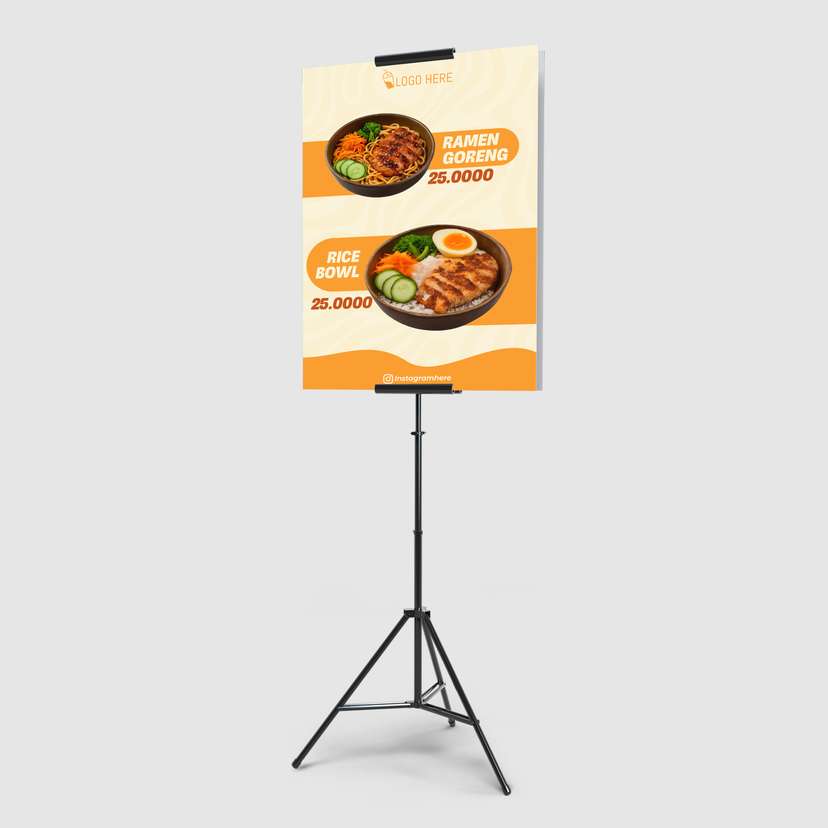 Foamboard Promo Makanan Ricebowl & Ramen Dengan Warna Kuning Krem - Image 1