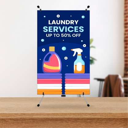 Mini Standing Banner Laundry Service Navy - Image 1