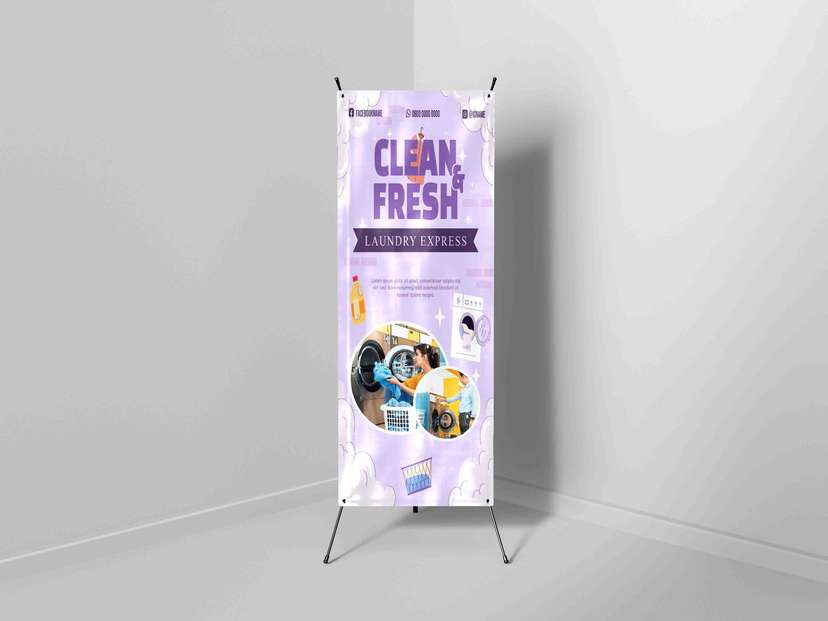 X Banner Purple Colour Clean And Fresh With Photo - Image 1