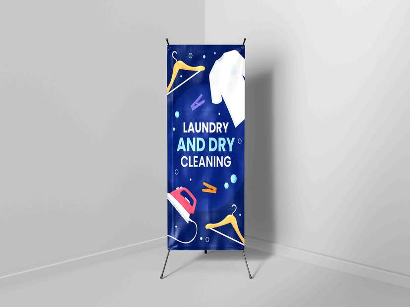 X Banner Laundry and Dry Cleaning Navy - Image 1