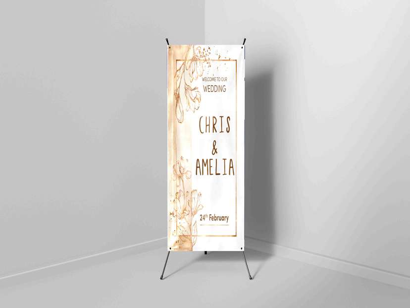 X Banner For Welcome The Wedding Gold Theme - Image 1