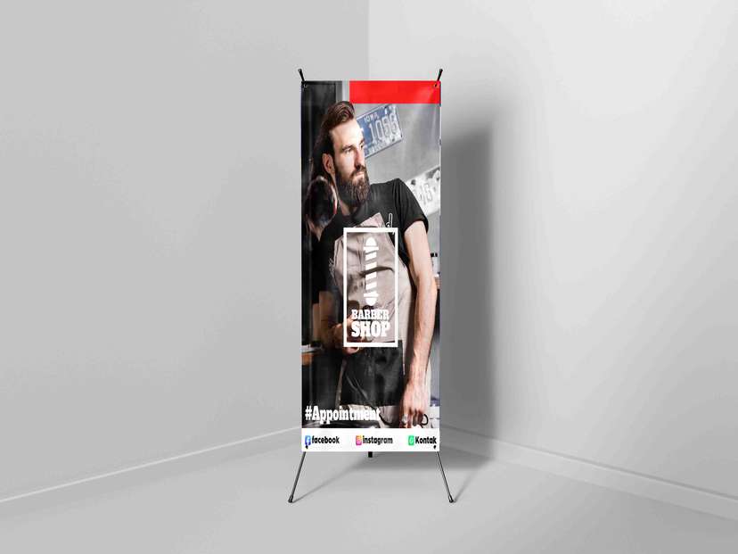 X Banner Barber Shop Dengan Foto - Image 1