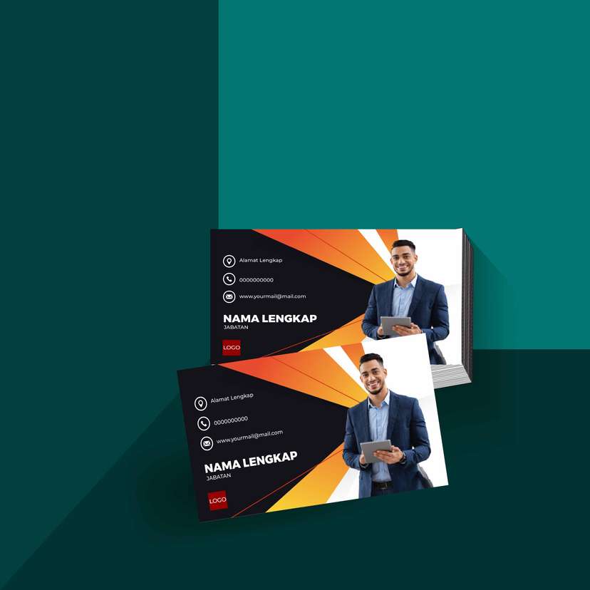 Kartu Nama Eksklusif Hitam dengan Aksen Oranye Enerjik yang Menghadirkan Kesan Elegan, Berkelas, dan Berwibawa untuk Profesional Tingkat Tinggi - Image 1