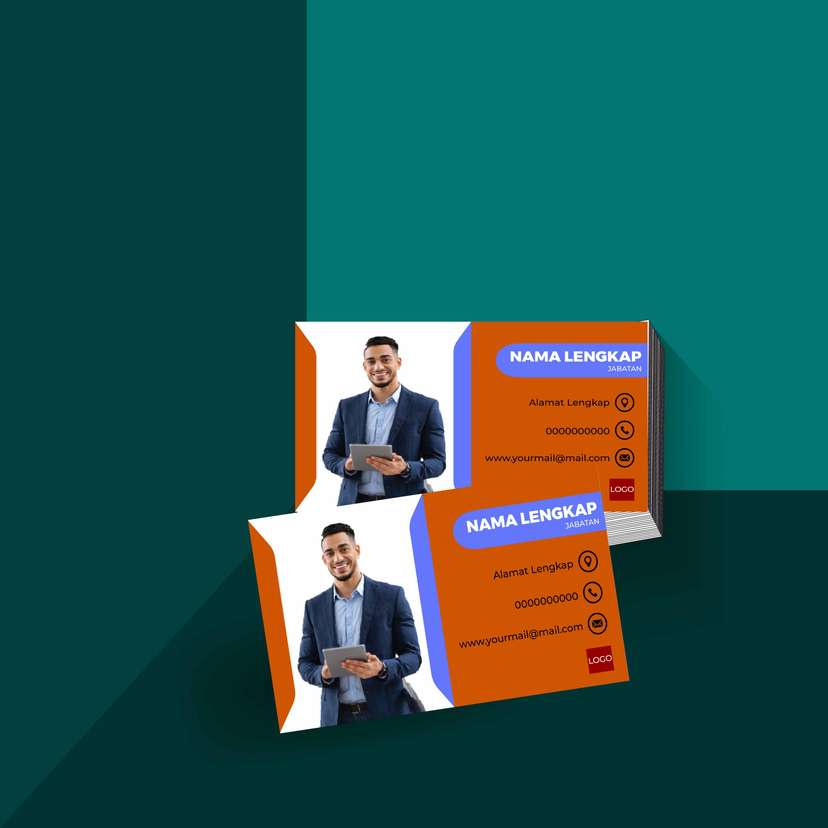 Kartu Nama Kreatif Bernuansa Oranye Biru dengan Desain Ceria, Modern, dan Percaya Diri - Image 1