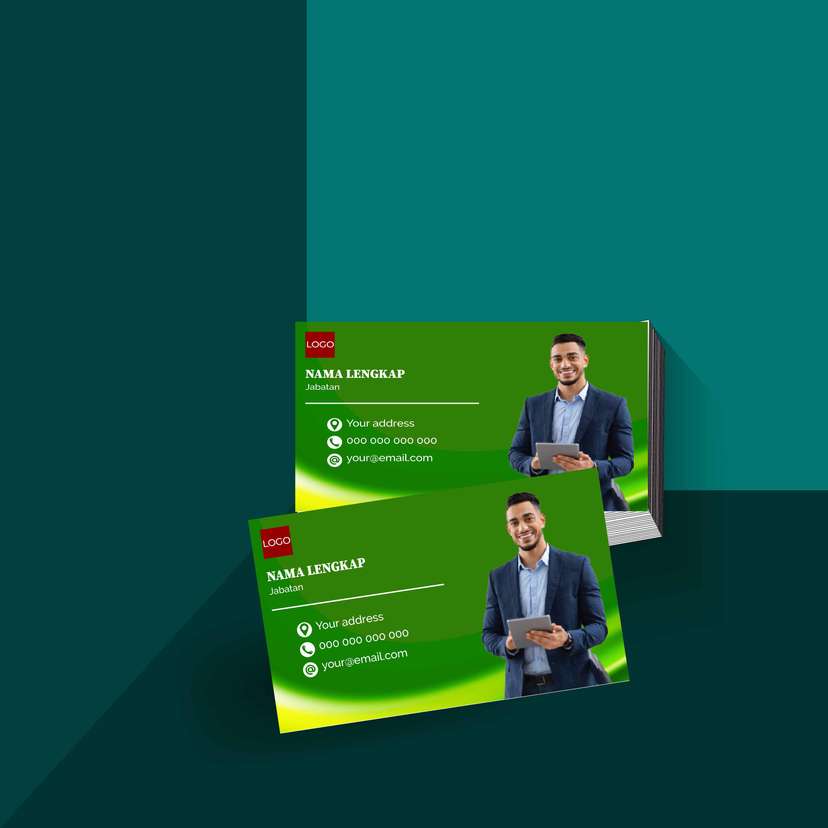 Kartu Nama Modern Bernuansa Hijau Menyala dengan Efek Gradasi Futuristik untuk Memberikan Kesan Segar dan Energik - Image 1