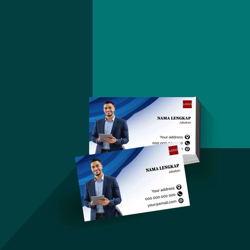 Kartu Nama Bisnis Profesional Bernuansa Biru Gelap dengan Gradasi Modern - Image 1