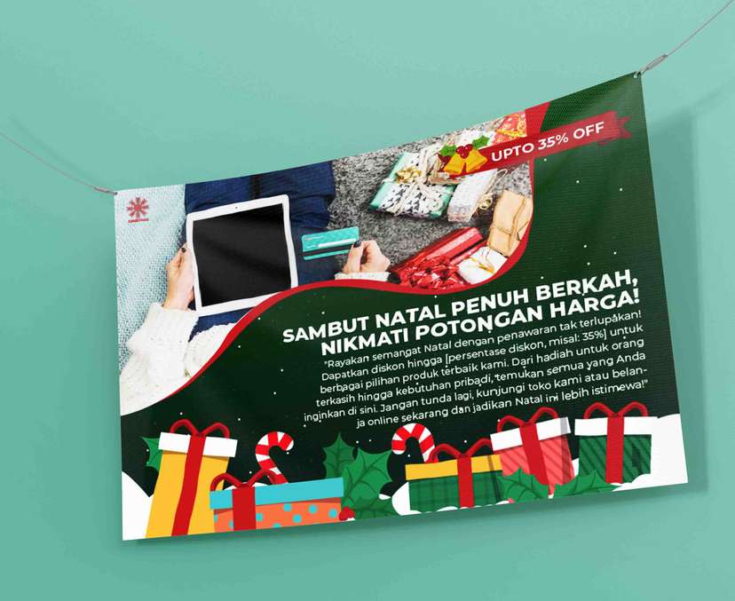 Baliho Promosi Warna Hijau Nuansa Natal - Image 1