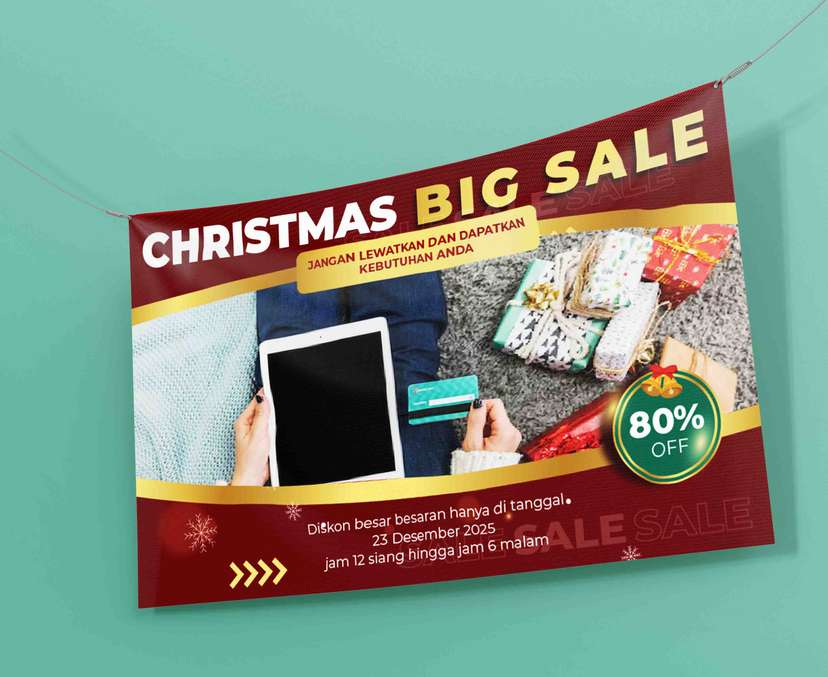 Baliho Merah Gold untuk Promosi Hari Raya Natal - Image 1