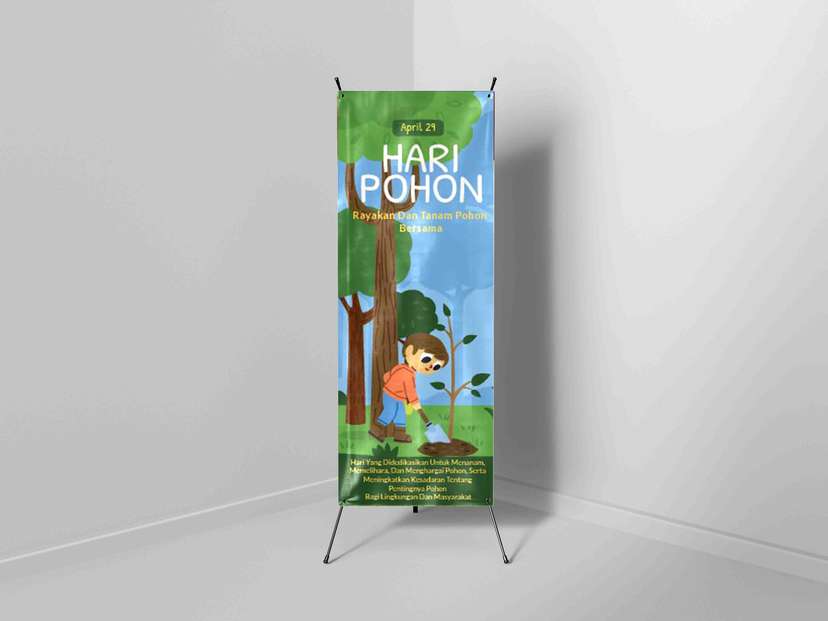 X Banner Hari Pohon Untuk Kegiatan Menanam Pohon - Image 1