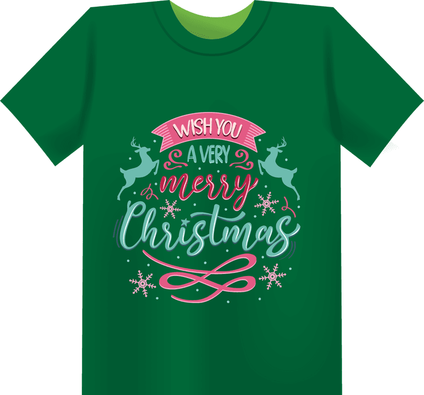 Kaos Hijau Custom Natal Dengan Tulisan Wish You A Very Merry Christmas - Image 1