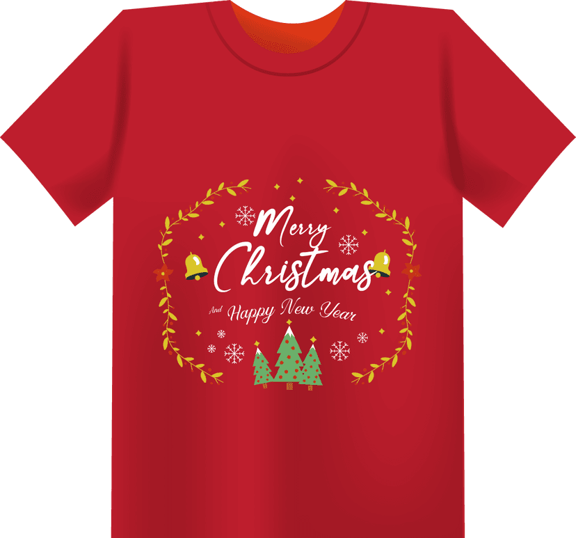 Kaos Merah Custom Merah Merry Chrismas and Happy New Year - Image 1