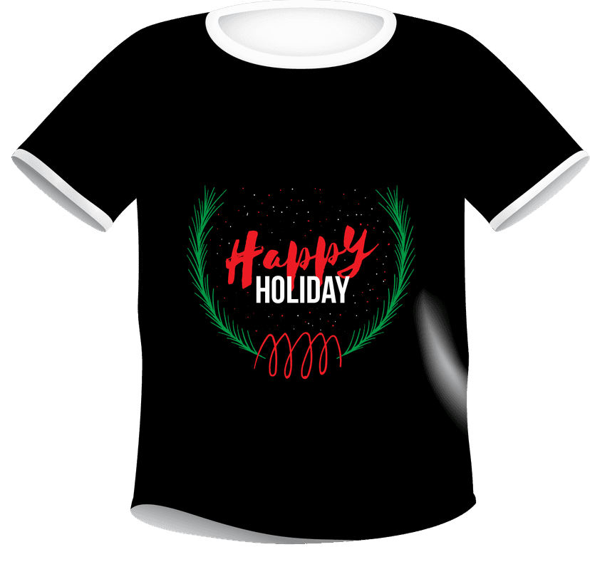 Kaos Hitam Custom Natal Happy Holiday - Image 1