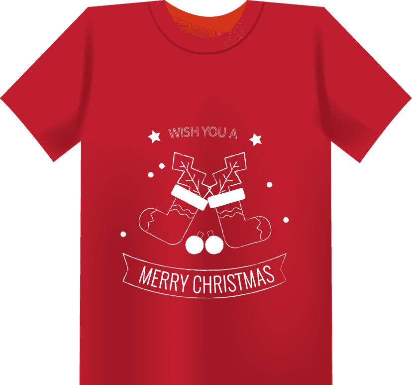 Kaos Merah Custom Natal Dengan Gambar Kaos Kaki Natal - Image 1
