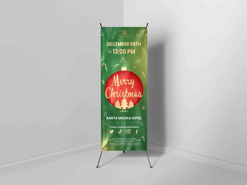 X Banner Hotel Christmas Event Edition Green Gold - Image 1