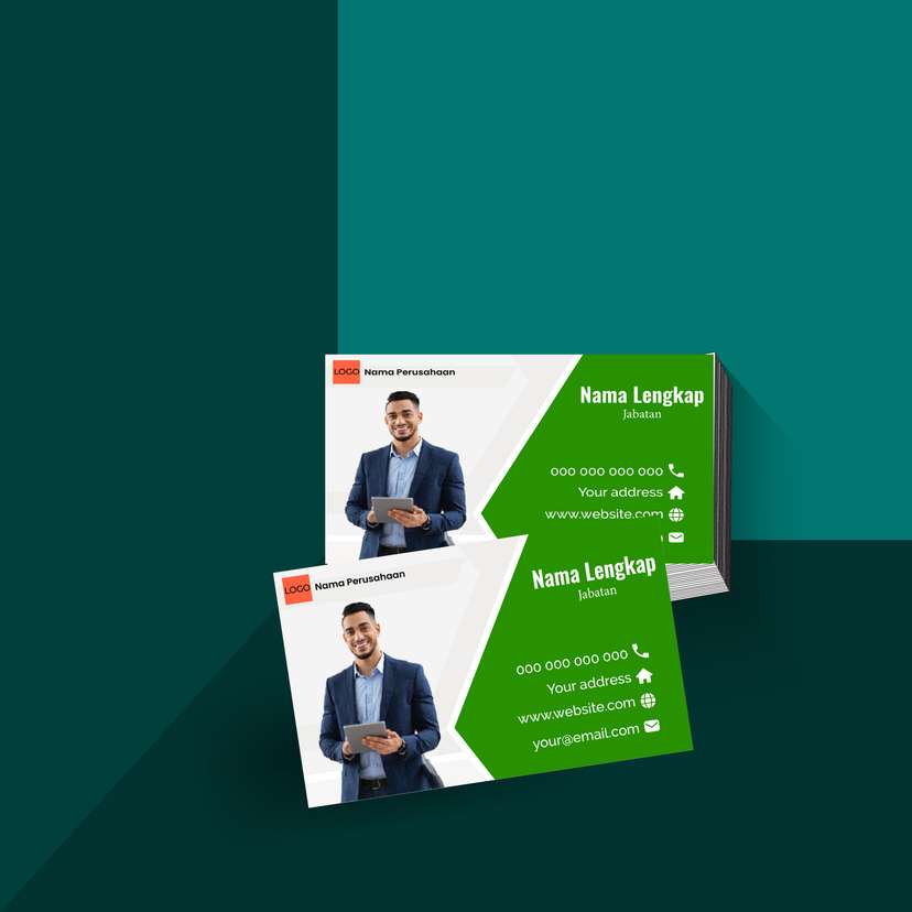 “Kartu Nama Bisnis Bernuansa Hijau Segar dengan Aksen Putih Bersih, Memberikan Tampilan Profesional  - Image 1