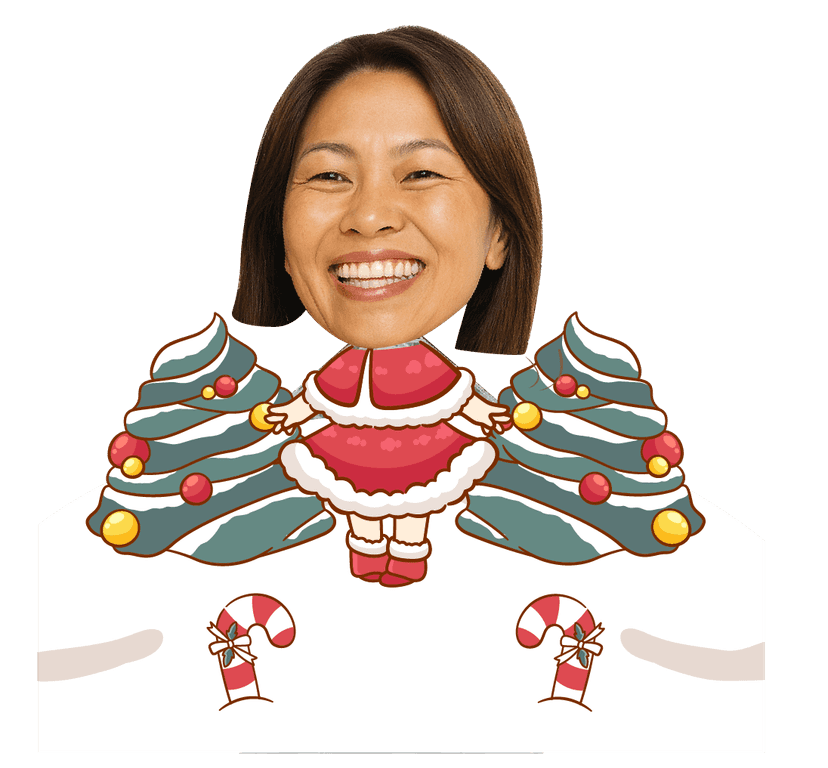 Akrilik Goyang Goyang Tema Santa Perempuan dengan Pohon Natal - Image 1