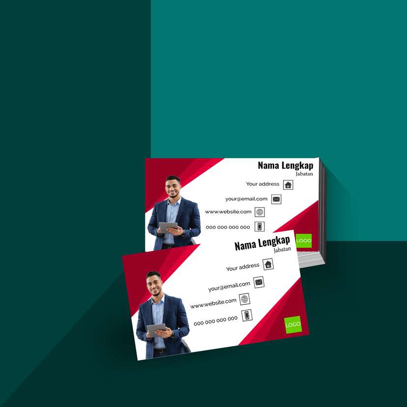 Kartu Nama Formal dengan Nuansa Merah Maroon dan Putih yang Memberikan Kesan Profesional - Image 1