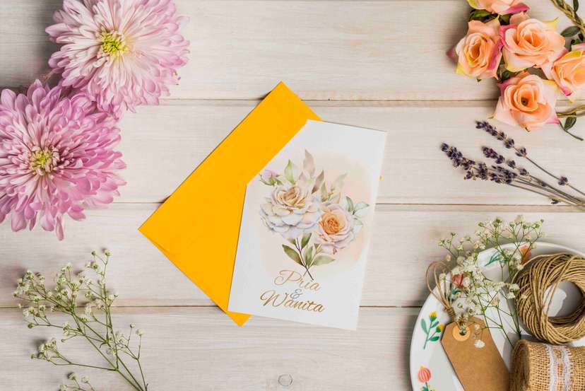 Undangan Wedding Coklat Terlukis Indah dalam Kasih Tuhan - Image 1