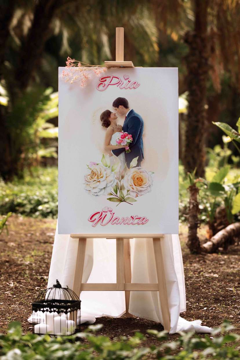 Welcome Wedding Sign Terlukis Indah dalam Kasih Tuhan  - Image 1