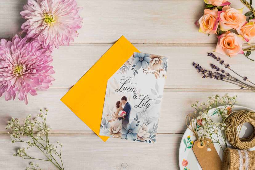 Undangan Pernikahan Elegan Lucas & Lily Tema Floral Pastel Romantis - Image 1